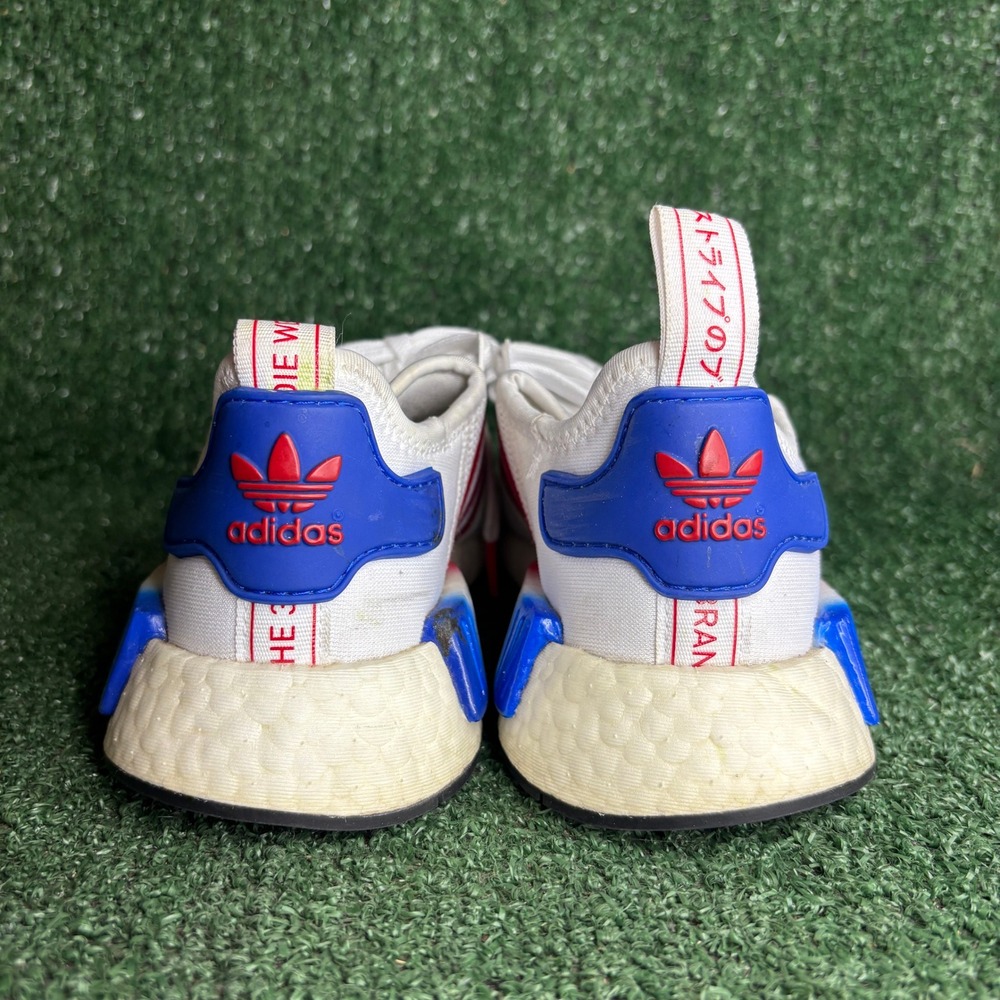 Adidas NMD R1 Firecracker Mesh Boost Running Shoes White Red Blue Youth Size 4.5 - Picture 4 of 9